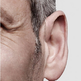 Black and white man wearing Pure-Charge-and-Go 3AX 7AXi HearingAids Auzen zoom ear details size