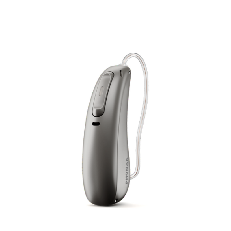 The Hearing Aid Phonak Audeo Paradise 50/90 in grey by Auzen with premium audiology service online. 