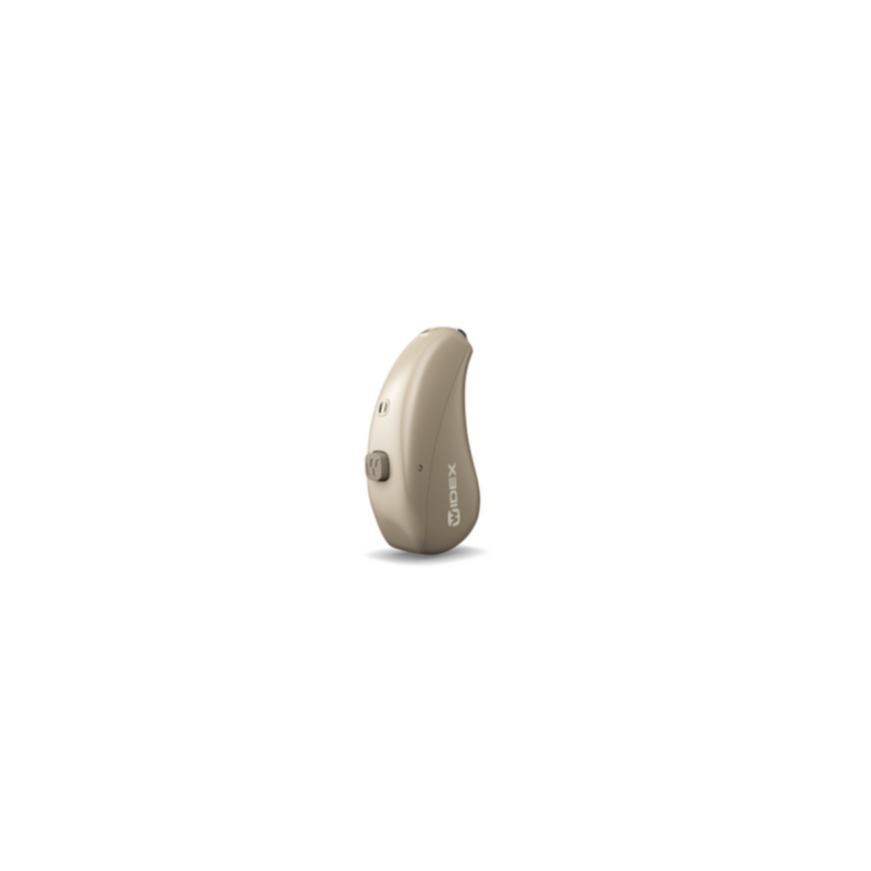 The hearing aid Widex Moment 220/440 in golden brown by Auzen with premium audiology service online. 